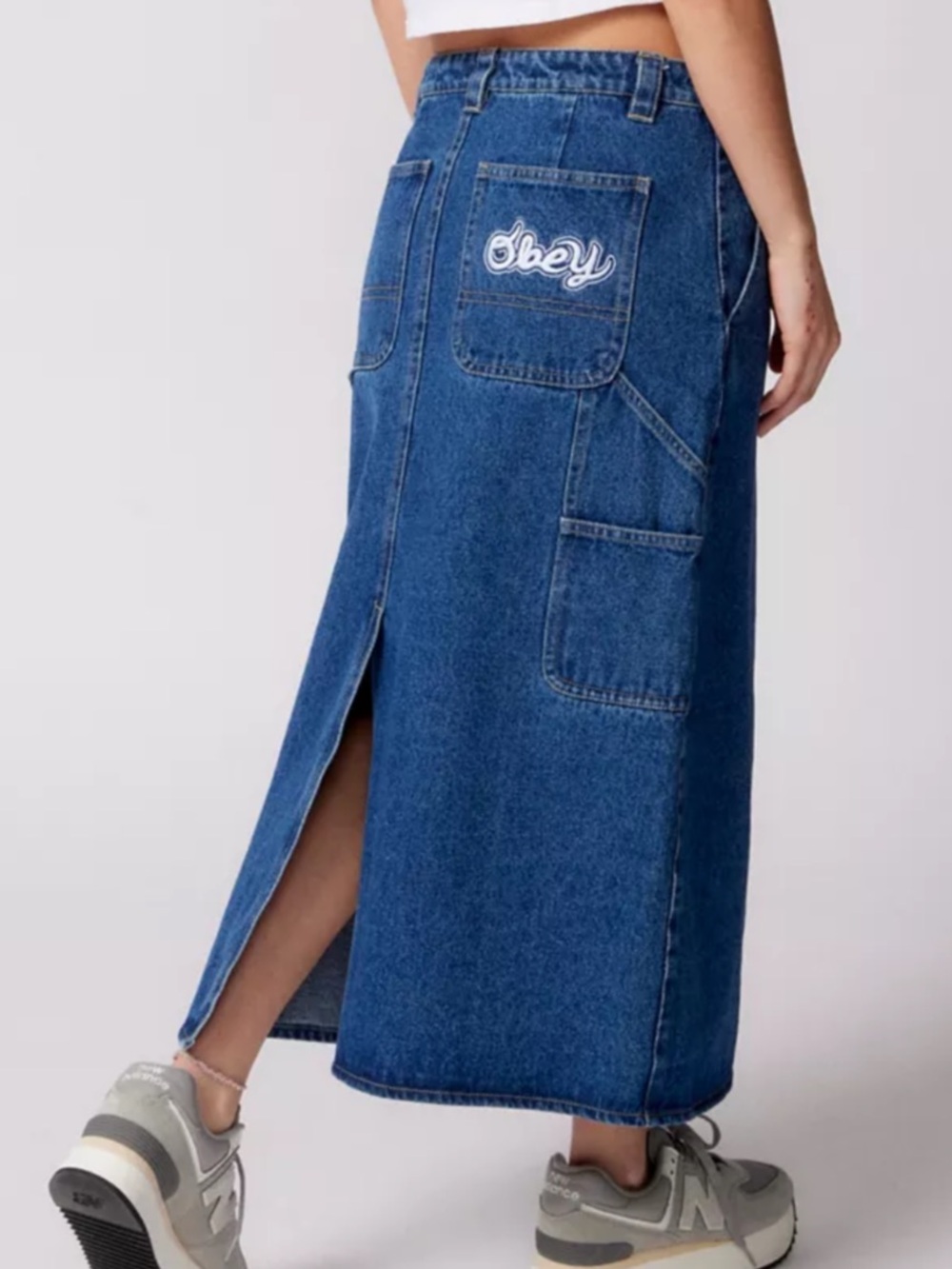 OBEY NWT OBEY Juniper Embroidered Denim Midi Skirt 28 - Picture 2 of 6